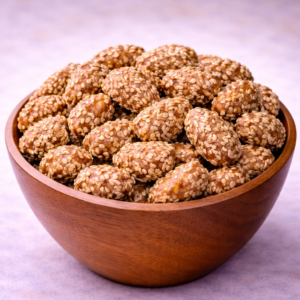 Cacahuètes enrobées aux graines de sésame                                                            كاوكاو مغلف بالزنجلان